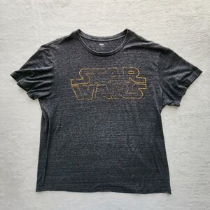 Old Navy Star Wars Graphic T-Shirt Mens XL Grey Logo Faded Vintage Look Movie